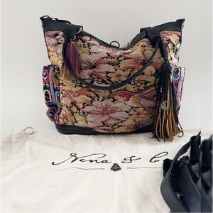 Nena & Co. Convertible Day Bag Tote Artisan Leather Huipil Woven Tapestry Boho